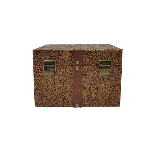 Brown Floral Embossed Faux Leather Box by Ashland®